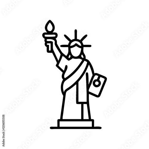 statue of liberty icon, statue of liberty line art - simple line art of statue of liberty, perfect for statue of liberty logos and icons