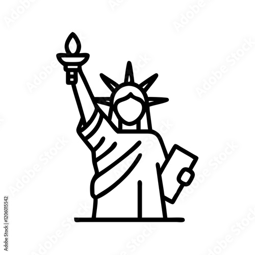statue of liberty icon, statue of liberty line art - simple line art of statue of liberty, perfect for statue of liberty logos and icons