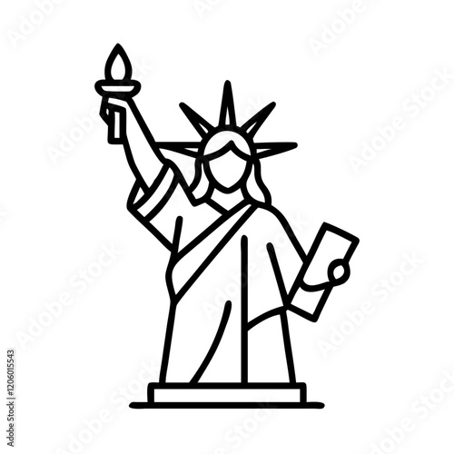 statue of liberty icon, statue of liberty line art - simple line art of statue of liberty, perfect for statue of liberty logos and icons