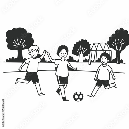 children playing soccer