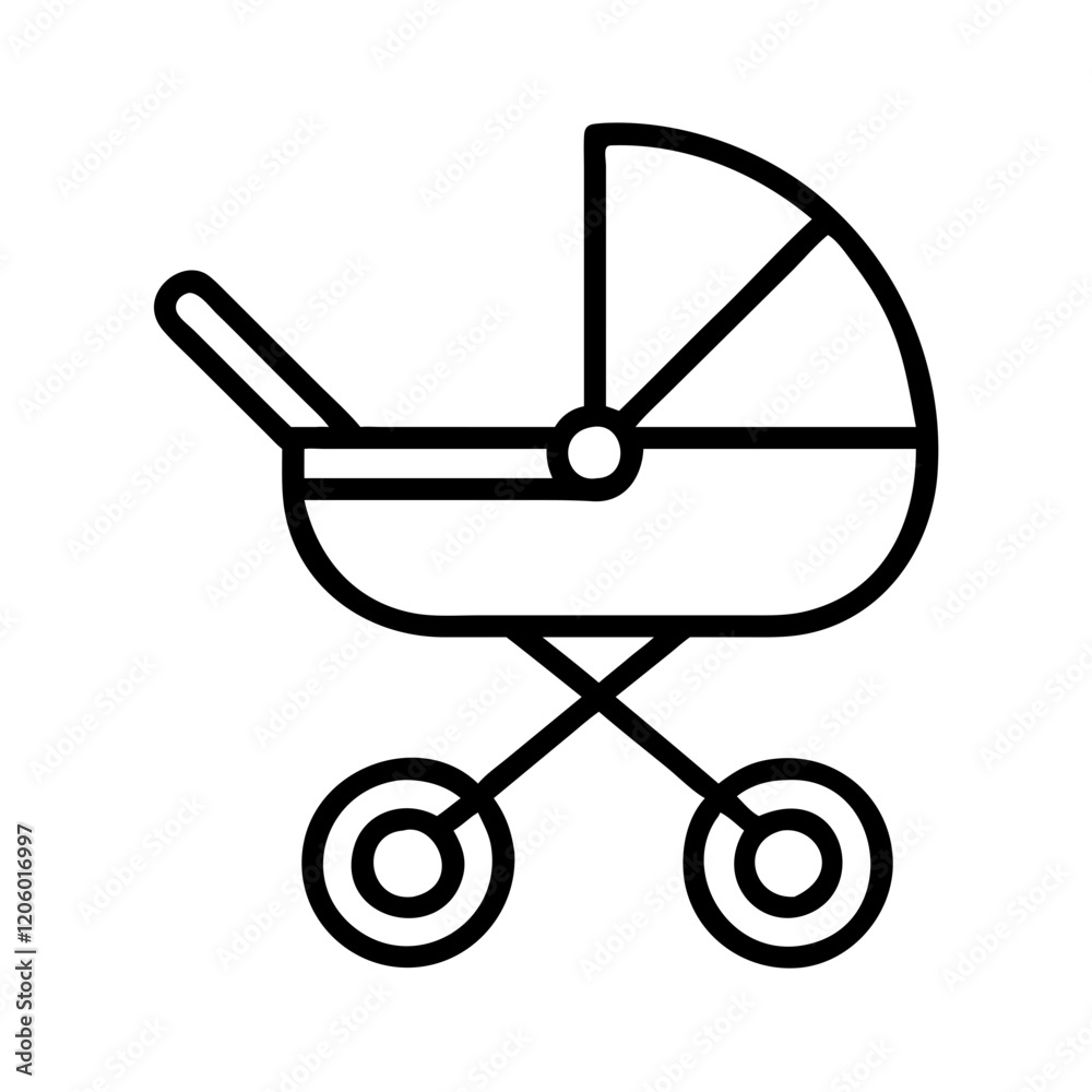 stroller icon, stroller line art - simple line art of stroller, perfect for stroller logos and icons stroller icon, stroller line art - simple line art of stroller, perfect for stroller logos and icons