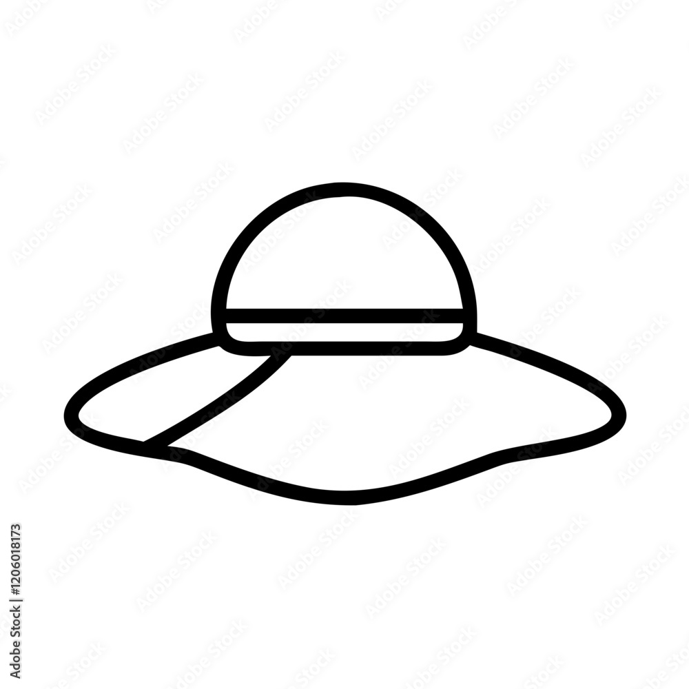 sun hat icon, sun hat line art - simple line art of sun hat, perfect for sun hat logos and icons sun hat icon, sun hat line art - simple line art of sun hat, perfect for sun hat logos and icons