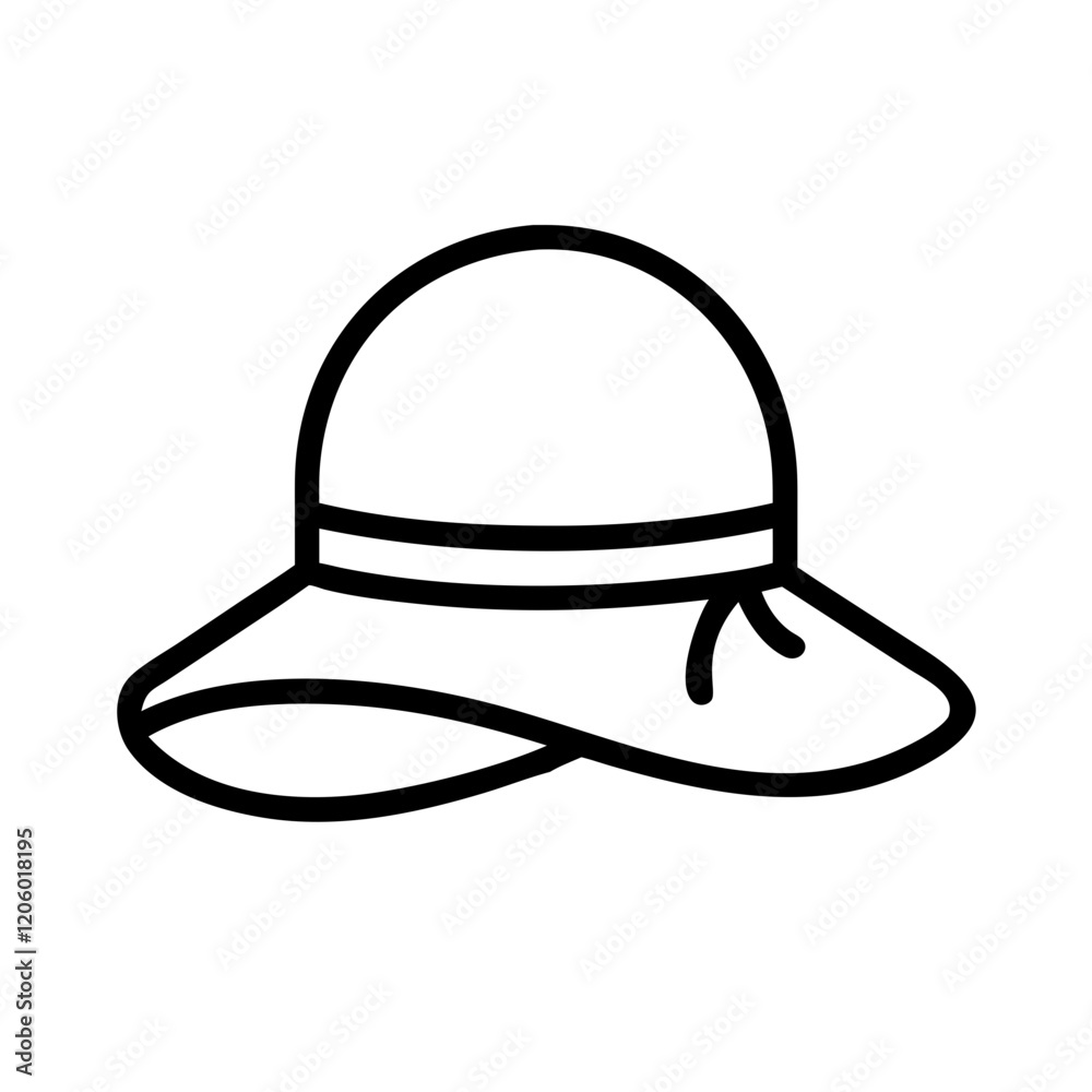sun hat icon, sun hat line art - simple line art of sun hat, perfect for sun hat logos and icons sun hat icon, sun hat line art - simple line art of sun hat, perfect for sun hat logos and icons