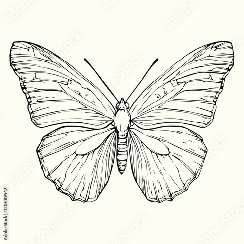 Butterfly Line Art Drawing Elegant and Detailed Butterfly Sketch for Artistic and Nature-Inspired Designs