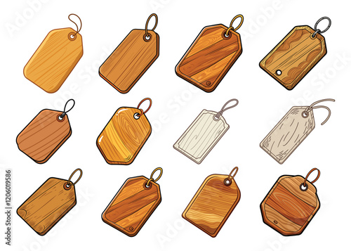 Blank wooden tag with a natural finish perfect for labeling crafting or gift tagging vector illustration isolated on white background.