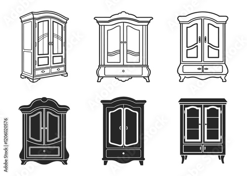 armoire icon silhouette vector illustration isolated on white background.