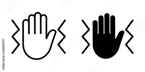 Hand vibration icon, anti-vibration sign in line and solid style, stabilization symbol