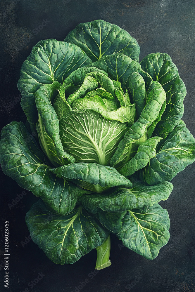 Fototapeta premium A vibrant green cabbage resembling a rose