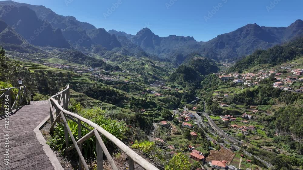 Summer morning view near the famous Capelinha de Nossa Senhora de Fátima, Sao Vicente, Madeira Island, Portugal