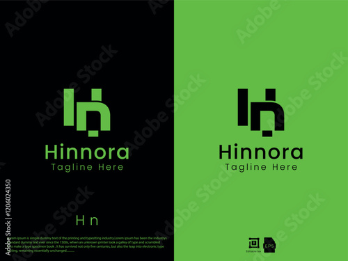 H and n combination letter logo 