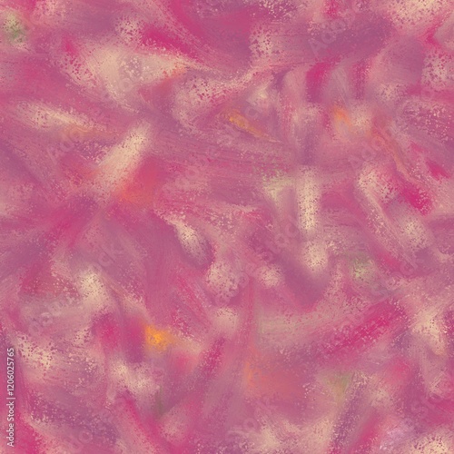 Big blurred brush strokes with distorted texture. Deep rose, pastel orange, cavern pink and dusky purple colors. Seamless hand drawn pattern.