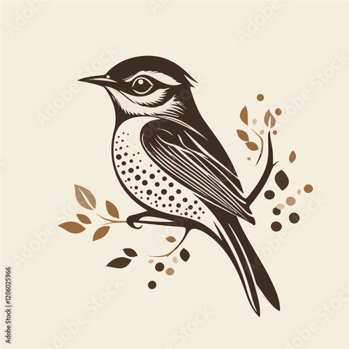wren silhouette bird logo design