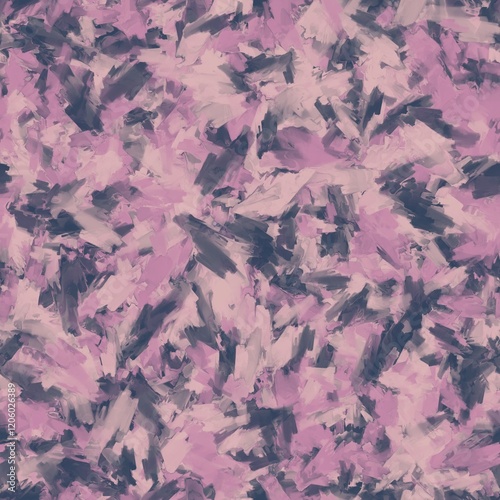 Chaotic brush strokes pattern. Oil paintings texture. Davy grey, opera mauve and pale chestnut colors. Seamless hand drawn background.