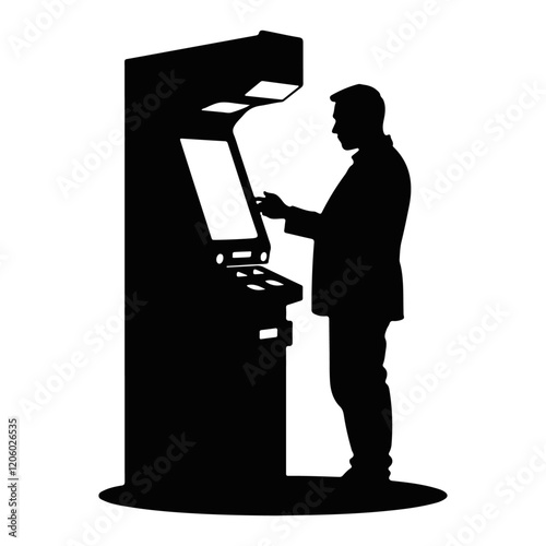 ATM machine with user silhouette 