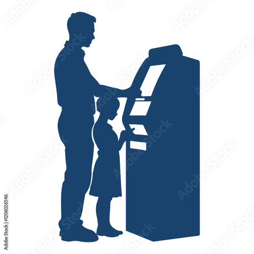 ATM machine with user silhouette 