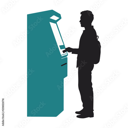 ATM machine with user silhouette 