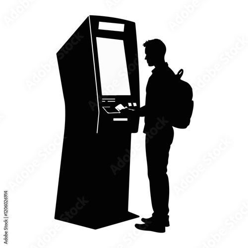 ATM machine with user silhouette 