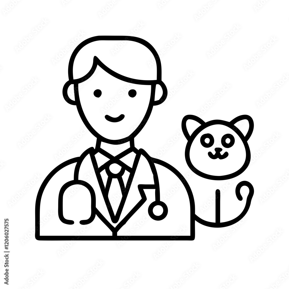 veterinarian icon, veterinarian line art - simple line art of veterinarian, perfect for veterinarian logos and icons veterinarian icon, veterinarian line art - simple line art of veterinarian, perfect for veterinarian logos and icons