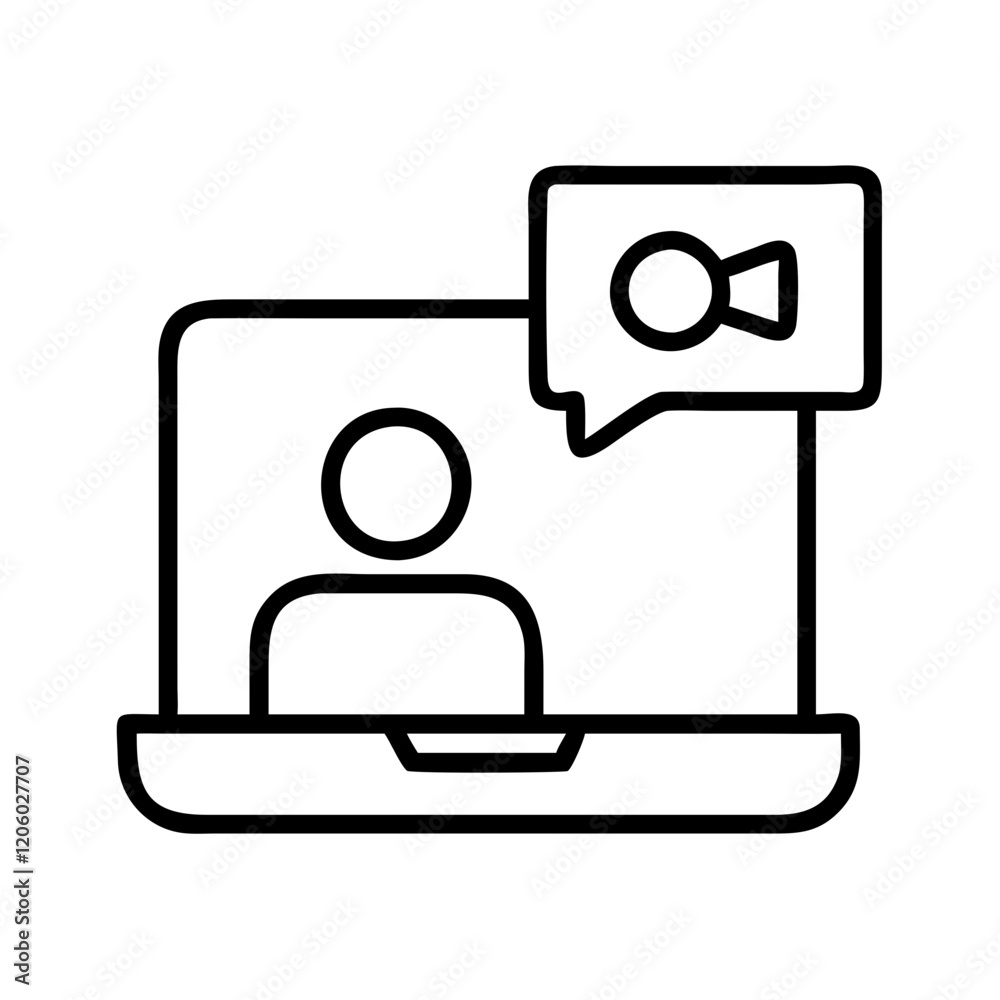 video call icon, video call line art - simple line art of video call, perfect for video call logos and icons video call icon, video call line art - simple line art of video call, perfect for video call logos and icons
