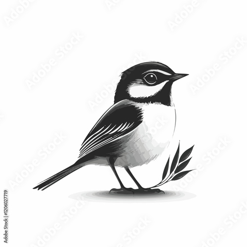 wren silhouette bird logo design