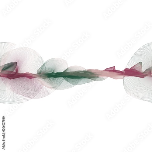 Abstract artwork created by swirling and flowing veil. Pine green, light maroon and faded pink colors. Seamless hand drawn pattern.