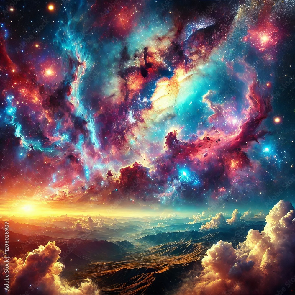Cosmic Galaxy with Vibrant Nebulas Cosmic Galaxy with Vibrant Nebulas