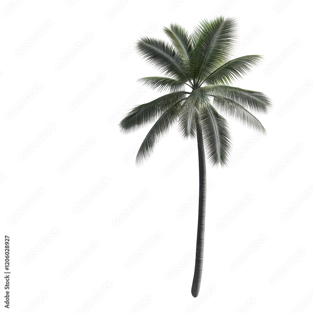 Obraz premium A tall, lush palm tree with green fronds swaying in a gentle breeze. transparent background