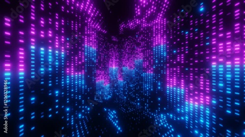 Blue and purple neon cube equalizer dots vj loop