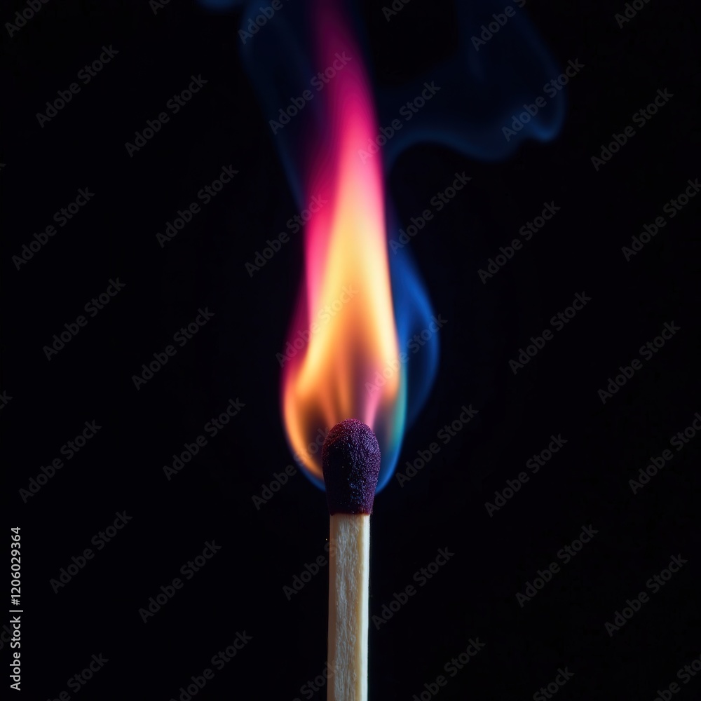 match burns with rainbow colors on black background match burns with rainbow colors on black background