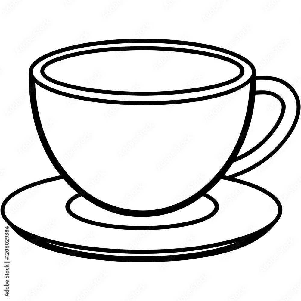 Elegant Tea Cup Sketch Vector Elegant Tea Cup Sketch Vector