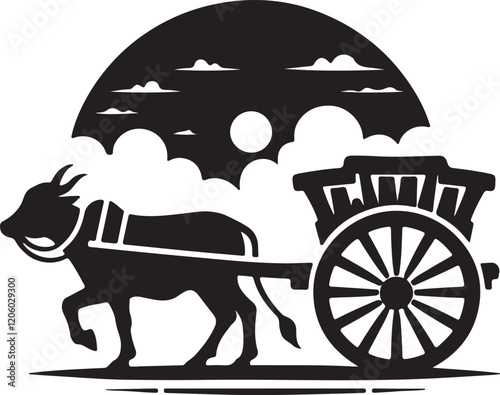 bullock cart silhouette victor design.