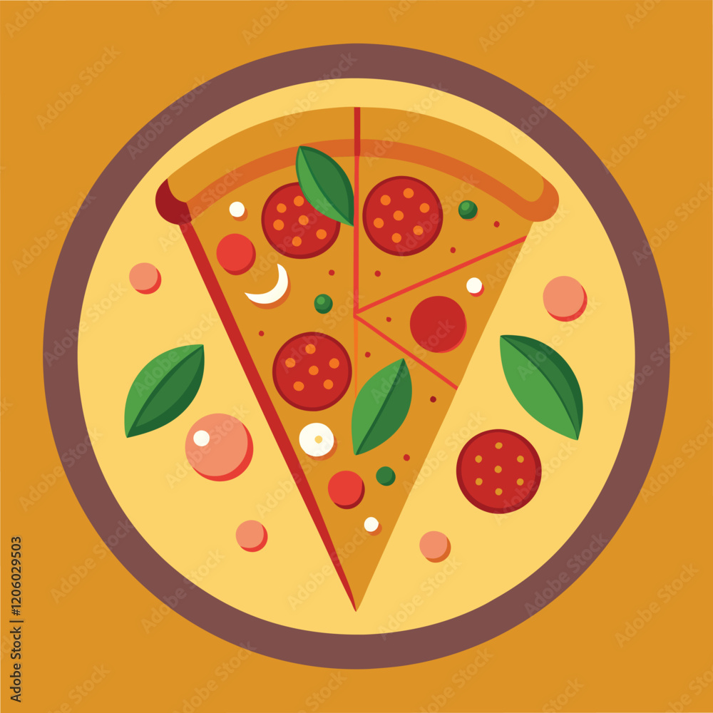 Fototapeta premium Delicious Pizza Food Vector Illustration: Fresh, Tasty Pizza Design on White Background
