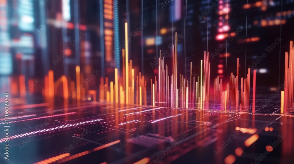 A business chart with bars rising upwards illustrates financial growth A business chart with bars rising upwards illustrates financial growth