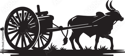 Fotografi bullock cart silhouette victor design .