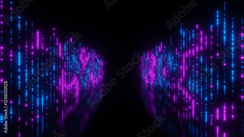 Blue and purple neon dots abstract equalizer tunnel vj loop