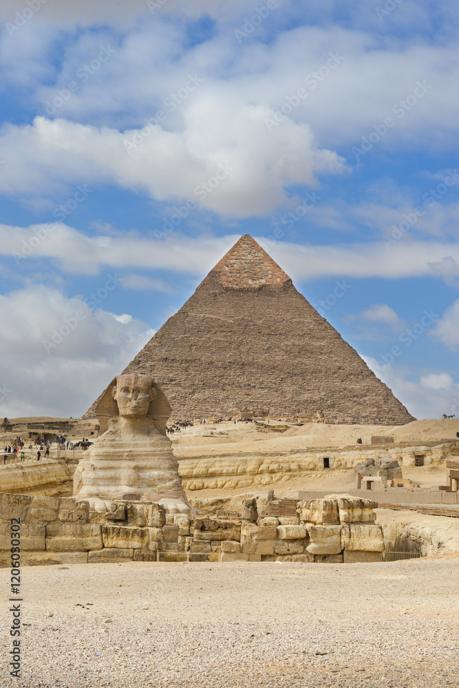 Sphinx and Giza Pyramids in Cairo, Egypt Sphinx and Giza Pyramids in Cairo, Egypt