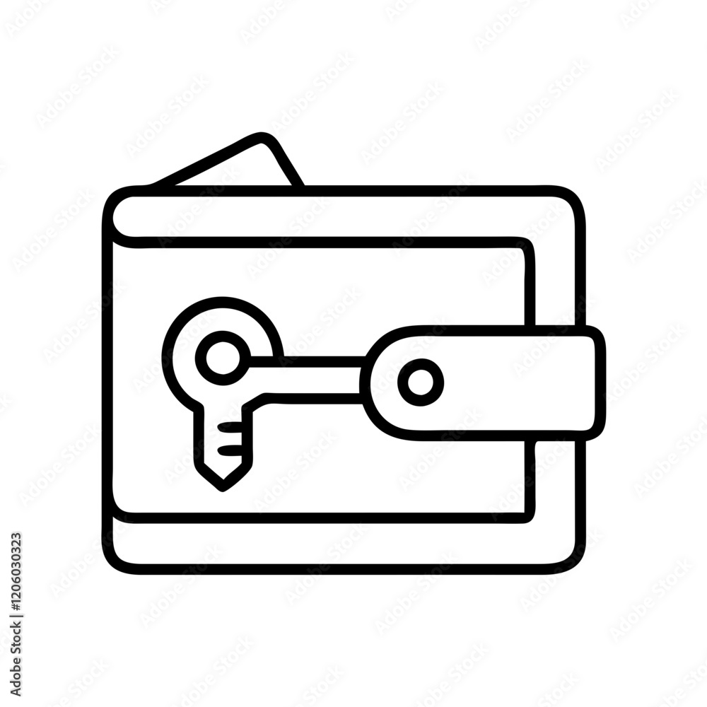 wallet with key icon, wallet with key line art - simple line art of wallet with key, perfect for wallet with key logos and icons wallet with key icon, wallet with key line art - simple line art of wallet with key, perfect for wallet with key logos and icons