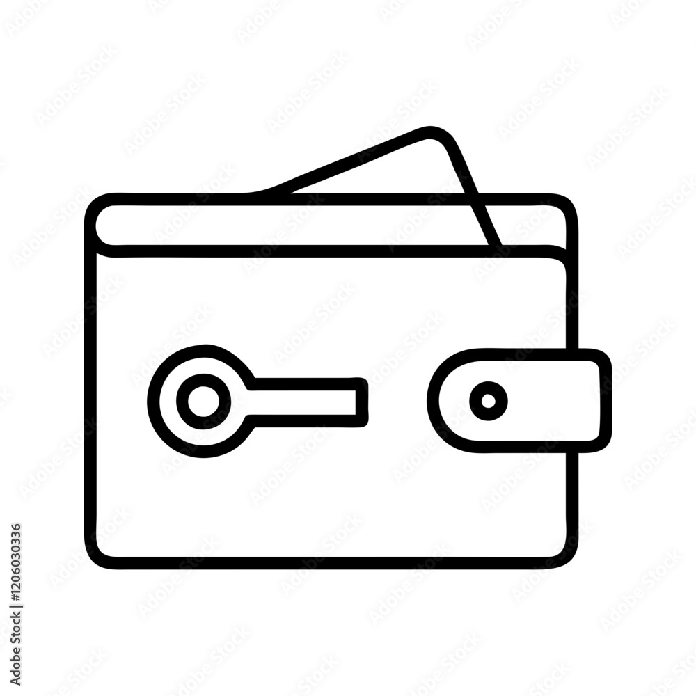 wallet with key icon, wallet with key line art - simple line art of wallet with key, perfect for wallet with key logos and icons