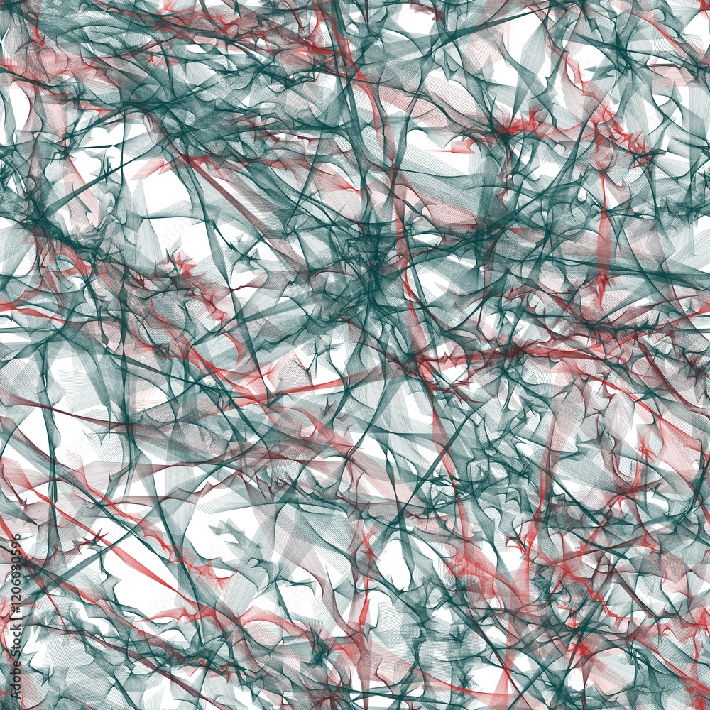 Red and dark green transparent ribbons on the white background. Seamless hand drawn pattern. Tulle or veil texture. Red and dark green transparent ribbons on the white background. Seamless hand drawn pattern. Tulle or veil texture.
