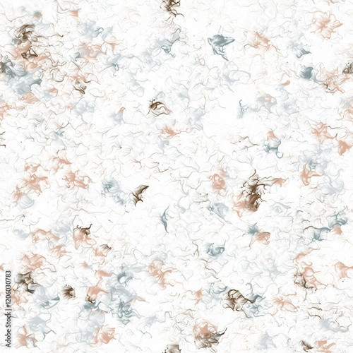 Thin curves and bright splashes. Abstract seamless hand drawn background. Japanese pattern imitation. Otter brown, cool grey, quill grey and very light brown colors.