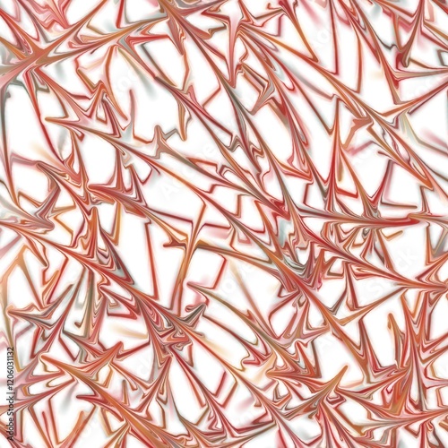 Chaotic long lines with liquid texture. Dark pastel red, brown rust and warm grey colors on the white background. Seamless hand drawn pattern.
