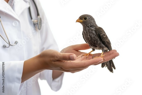 Veterinarian educates pet owner on bird care with attentive guidance. Generative AI photo