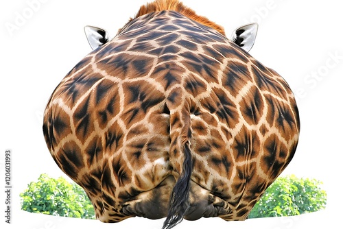 A stunning view of a giraffeâ€™s entire body, standing firm and poised against a bright white backdrop