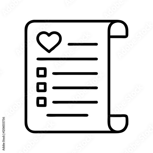 wishlist icon, wishlist line art - simple line art of wishlist, perfect for wishlist logos and icons