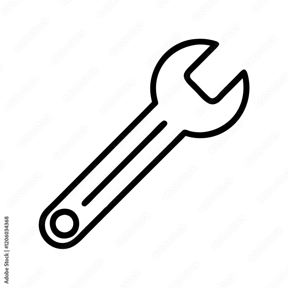 wrench icon, wrench line art - simple line art of wrench, perfect for wrench logos and icons wrench icon, wrench line art - simple line art of wrench, perfect for wrench logos and icons