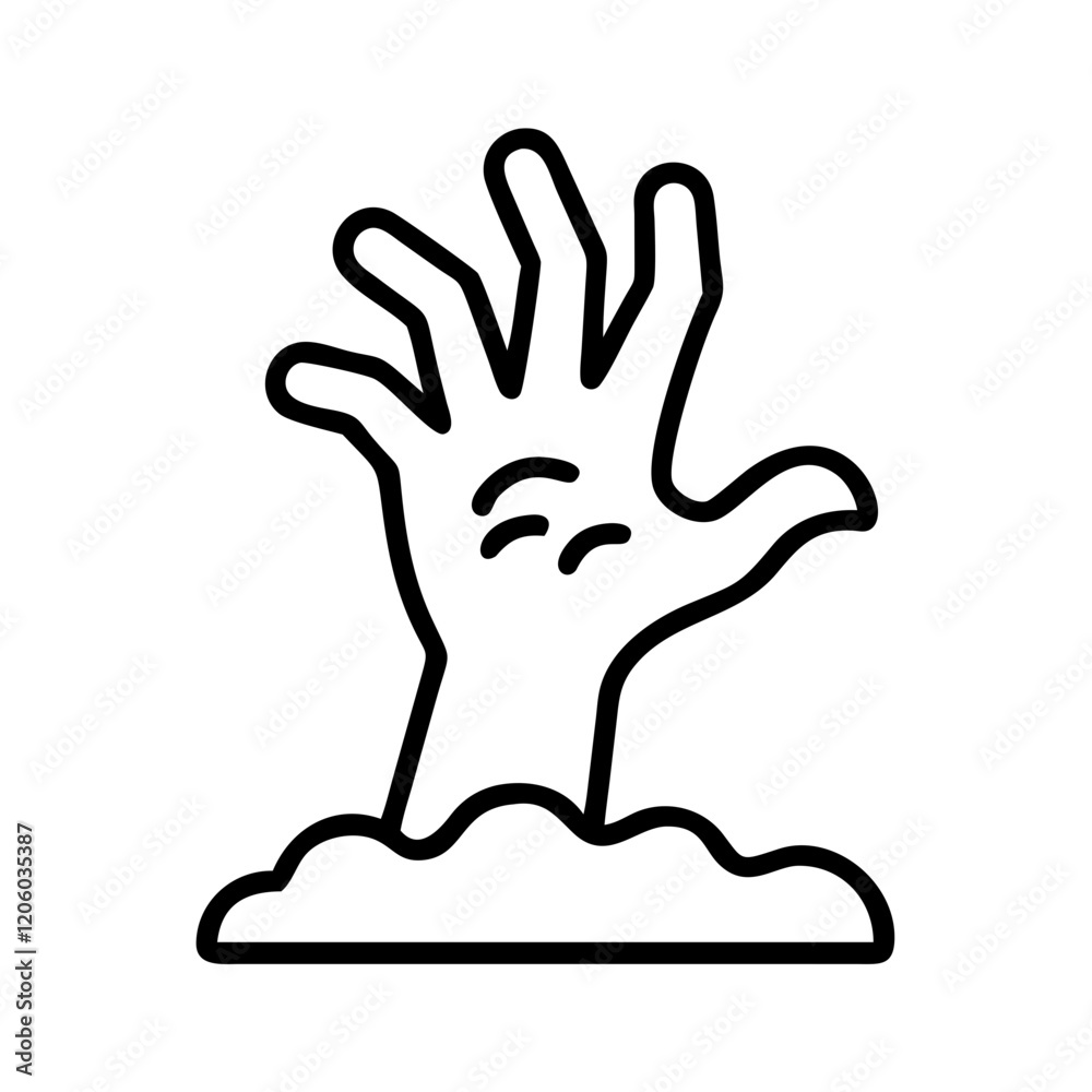 Obraz premium zombie hand icon, zombie hand line art - simple line art of zombie hand, perfect for zombie hand logos and icons