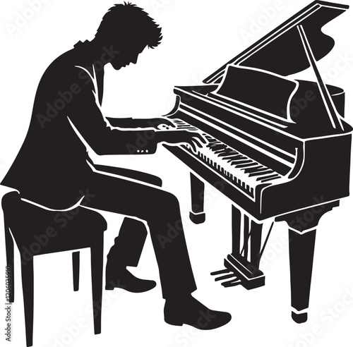 man playing piano silhouette victor 