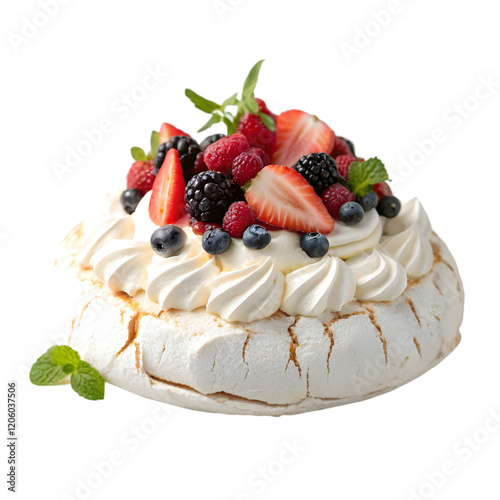 pavlova cake dessert on transparent background