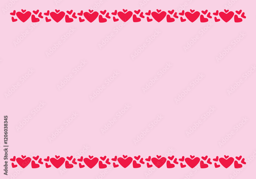 Pink horizontal vector romantic background with frame of hearts with place for text for design of cards, banners, invitations for holidays Valentine's Day, weddings Pink horizontal vector romantic background with frame of hearts with place for text for design of cards, banners, invitations for holidays Valentine's Day, weddings