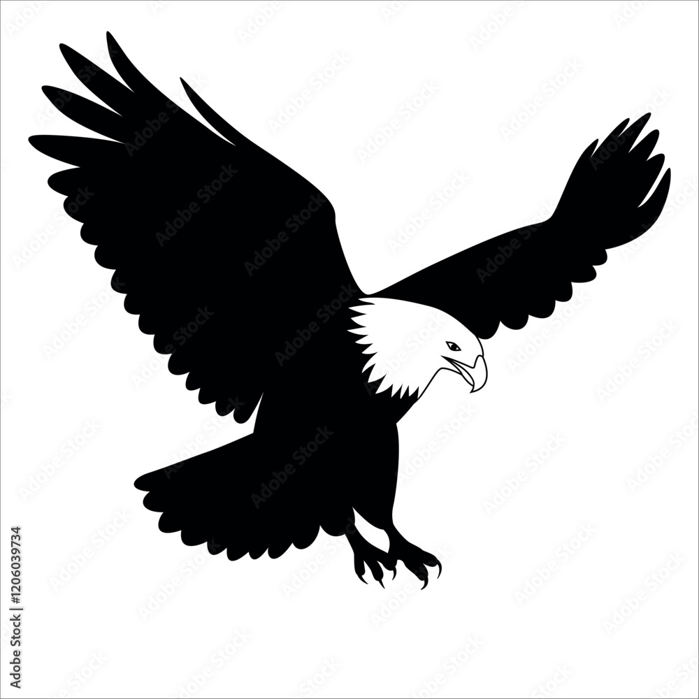Obraz premium American Eagle Bird Silhouette Vector illustration